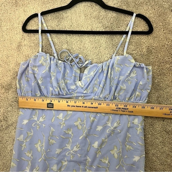 Anthropologie Blue Floral Slip Midi Dress Large NWT Feminine Cottagecore - Picture 4 of 11